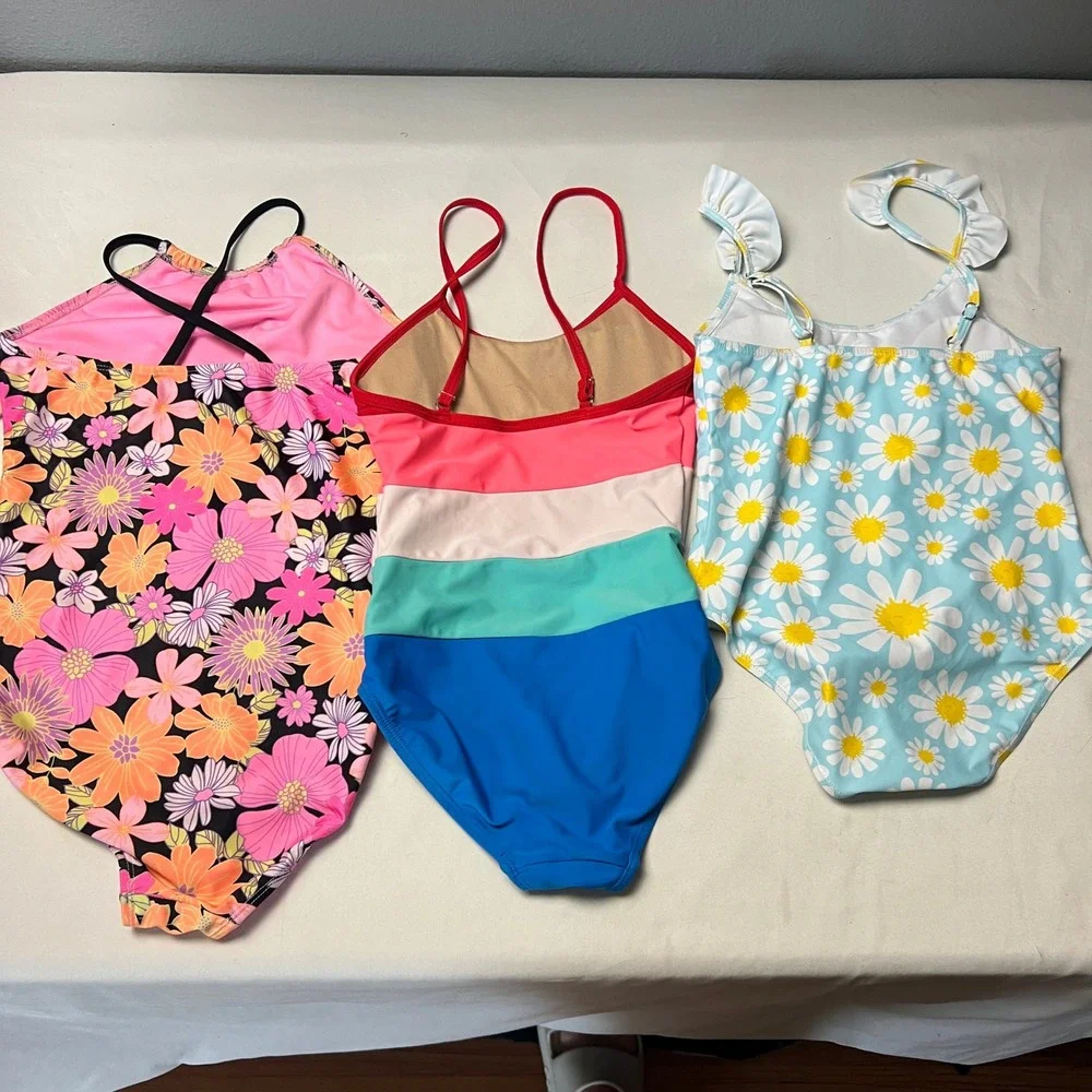 Lot of 3 Wonder Nation Old Navy Shein Swimsuits Girls‎ Swimwear Bundle Size L M